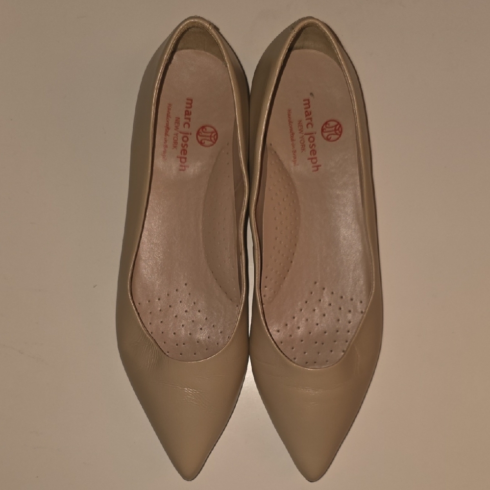 Handcrafted In Brazil Marc Joseph Beige Leather Flats - Picture 5 of 6